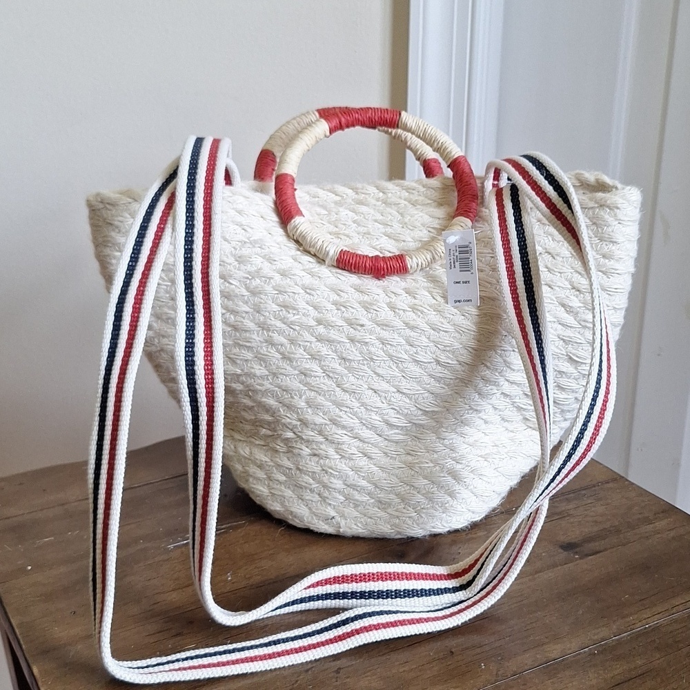 Gap Nautical Woven Jute Tote NWT - Picture 3 of 5